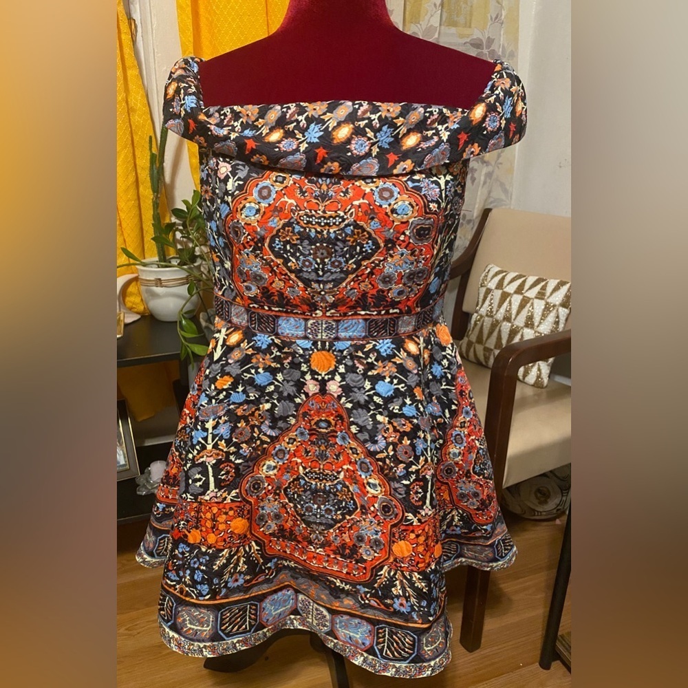 Comino Couture- Vintage | A line | Size 14 Folk Print | Party Mini Dress - - Picture 4 of 11